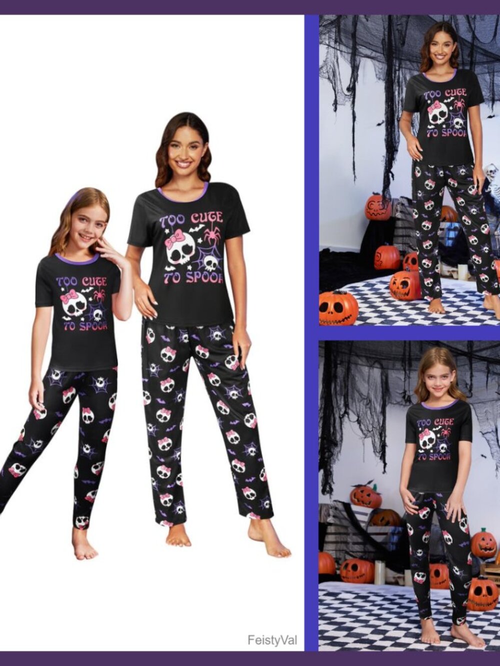 Mommy and Me Matching Pajama Set Polyester Spandex Short Sleeve Sleepwear
